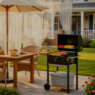 Sunvega 2 Burner Portable Gas BBQ Grill with Lid Thermometer and Foldable Legs