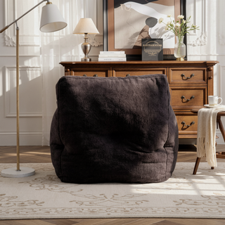 Sunvega Soft Teddy Velvet Fabric Tufted Bean Bag Chair with Ergonomic Backrest