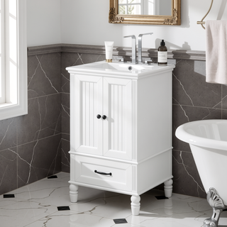 Sunvega 20 Inch Black Bathroom Vanity with Ceramic Sink and Storage Cabinet
