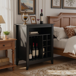 Sunvega Mojito Bar Cabinet with Open Drawer and Shelf in Black