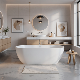 Sunvega Freestanding Solid Surface Bathtub with Excellent Heat Retention and Ergonomic Design