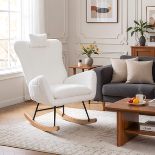 Sunvega Soft and Thick Upholstered Nursery Rocking Chair with High Backrest
