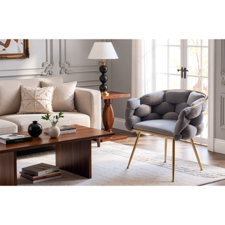 Sunvega Luxury Modern Velvet Single Sofa Chair for Bedroom Lazy Person Stool