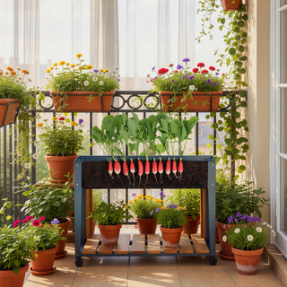 Sunvega Elevated Metal Raised Garden Bed Planter Box with Legs and Drain Holes