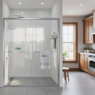 Sunvega 56-60"x58" Adjustable Aluminum Frame Double Sliding Bathtub Screen