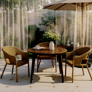 Sunvega Acacia Wood Gray Dining Table with Water Resistant Finish for Patio