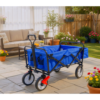 Sunvega Heavy Duty Folding Outdoor Cart with Front Wheel Brakes and Cup Holders