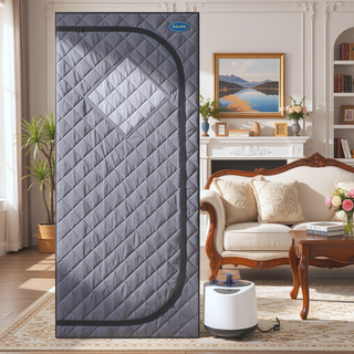 Sunvega Full Size Portable Grey Steam Sauna Tent with Remote Control and Foldable Chair