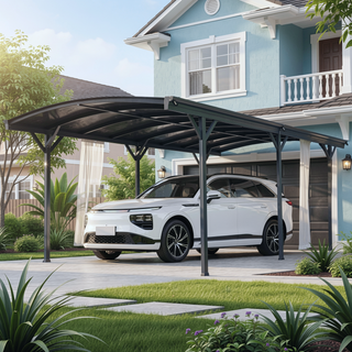 Sunvega 10x19 FT Arched Aluminum Carport with Polycarbonate Roof and Waterproof Design