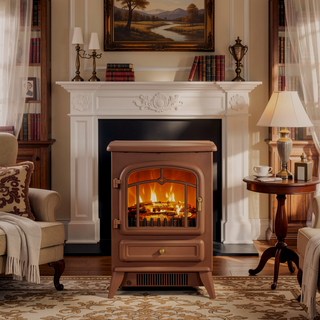 Sunvega 22 Inch Electric Fireplace Heater with Realistic LED Flames and Logs