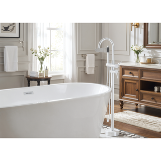 Sunvega Freestanding Floor Mount Bathtub Faucet with High Flow Gooseneck Spout