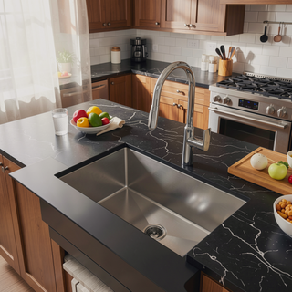 Sunvega Handcrafted 33x19 Inch Undermount Single Bowl Kitchen Sink Dark Gray