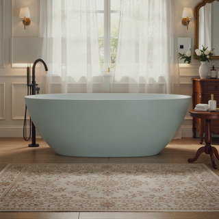 Sunvega Freestanding Soaking Bathtub with Overflow Drain Made of Stone Resin