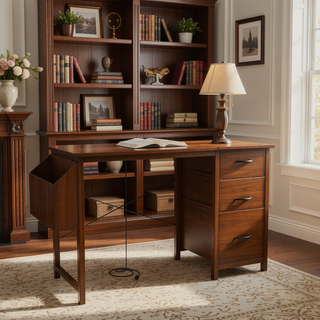 Sunvega Office Desk with Power Outlet 3 Drawers Side Pocket and Reversible Frame
