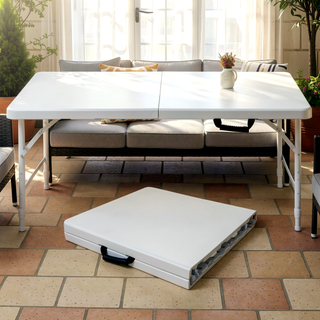Sunvega 6ft Portable Folding Plastic Table with Waterproof Tabletop and Carry Handle