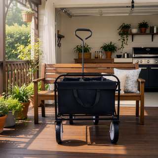 Sunvega Heavy Duty Folding Outdoor Cart with Front Wheel Brakes and Cup Holders