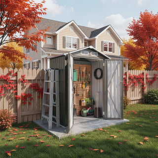 Sunvega 5X3 FT Metal Outdoor Storage Shed with Lockable Door for Garden and Patio