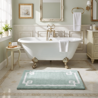Sunvega Plush Cotton Tufted Bath Rug with Non-Skid Backing and Hotel Design