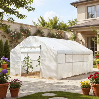 Sunvega Upgraded Walk-in Tunnel Greenhouse with PE Cover and Mesh Door