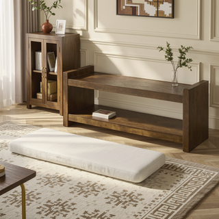 Sunvega Modern Accent Bench with Removable Cushion and Lower Storage Shelf