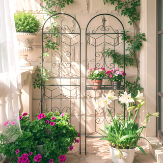 Sunvega 4 Pack 86.7" x 19.7" Metal Trellis for Climbing Plants Outdoor Rustproof