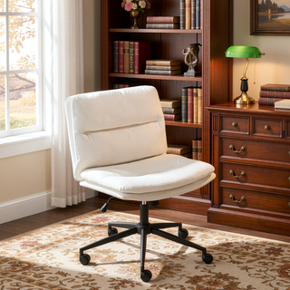 Sunvega Adjustable Swivel Criss-Cross Chair with Cushioned Wide Seat for Office