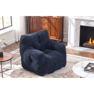 Sunvega Soft Teddy Velvet Fabric Tufted Bean Bag Chair with Ergonomic Backrest