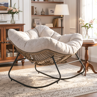 Sunvega Wicker Papasan Lounge Rocking Chair for Indoor and Outdoor Relaxation
