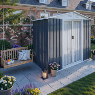 Sunvega 5FT x 3FT Grey Outdoor Pent Roof Garden Tool Storage Shed House