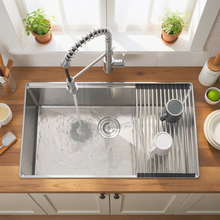 Sunvega Handcrafted 33x19 Inch Undermount Single Bowl Kitchen Sink Dark Gray