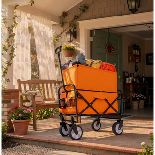 Sunvega Foldable Collapsible Wagon Cart with Extention Dual-Layer Design All-Terrain Wheels