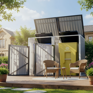 Sunvega Galvanized Steel Outdoor Bin Shed with 54 Cubic Feet Storage Space