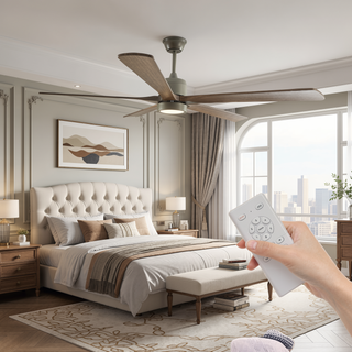 Sunvega 60 inch Modern Wood Ceiling Fan with Light and Remote Control, 6-Speed Noiseless Reversible DC Motor