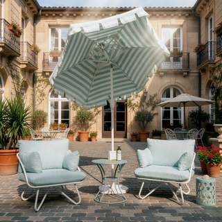 Sunvega Outdoor Lounge Chairs Set with Aqua Haze Cushions and Rain Covers