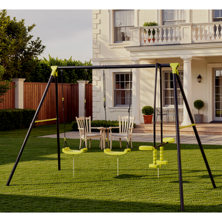 Sunvega 440lbs Triple Children Metal Safe Swing Set for Outdoor Playground