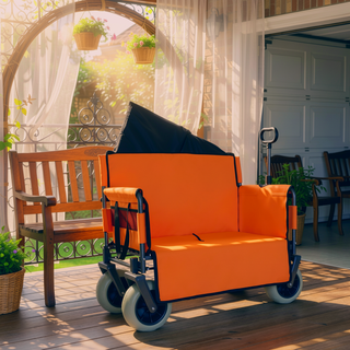 Sunvega 3-in-1 Heavy-Duty Folding Wagon Cart with Bench Seat and Storage