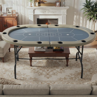 Sunvega Professional Ten-Player Foldable Poker Table with Cup Holders and Padded Armrest Rails