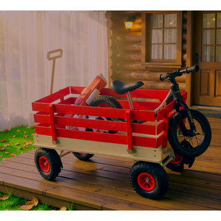 Sunvega Fresh Blue Solid Wood All-Terrain Toy and Garden Tool Cart Trolley