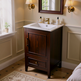 Sunvega 20 Inch Bathroom Vanity with Ceramic Sink and Adjustable Leveling Pads