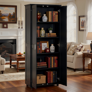Sunvega White MDF Board Storage Cabinet with Two Doors and Adjustable Shelf