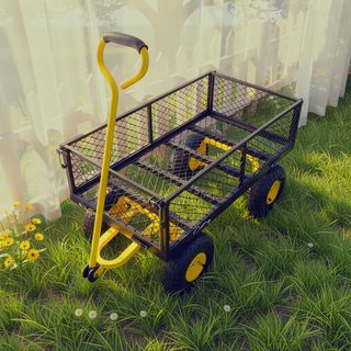 Sunvega Garden Dump Cart with Inflatable Tires and Spacious Bed for Gardening Tasks