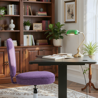 Sunvega Purple Heart Shaped Office Chair with Adjustable Height and Swivel Castors