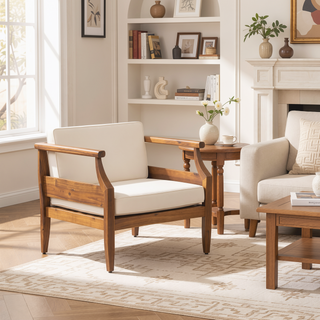 Sunvega Acacia Wood Club Chair with Water-Resistant Cushions for Patio