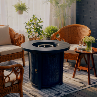 Sunvega 30-Inch Round Propane Fire Pit Table with 50000 BTU Heat for Patio