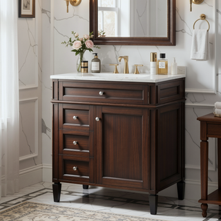 Sunvega Modern Minimalist 30'' Bathroom Vanity with Top Sink and Ample Storage