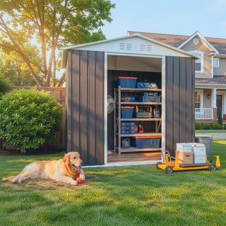 Sunvega 5FT x 3FT Grey Outdoor Pent Roof Garden Tool Storage Shed House