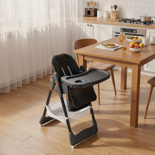 Sunvega Adjustable Baby High Chair with Safety Belt Lockable Wheels for Home Dining
