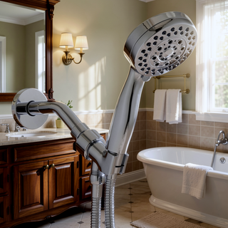 Sunvega High Pressure Handheld Shower Head with Hose and 5 Chrome Spray Modes