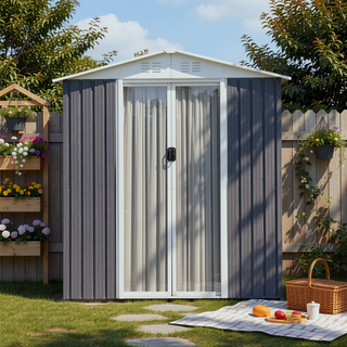 Sunvega Pent Roof Outdoor Storage Shed with Aluminum Alloy Frame and Sliding Door