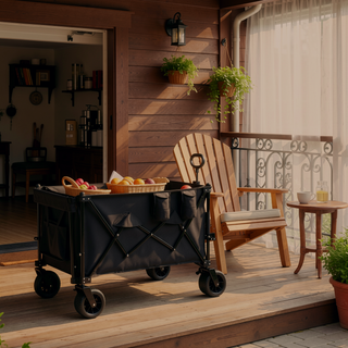 Sunvega Foldable Wagon Cart with Extended Tailgate Large All-Terrain Wheels 480LBS